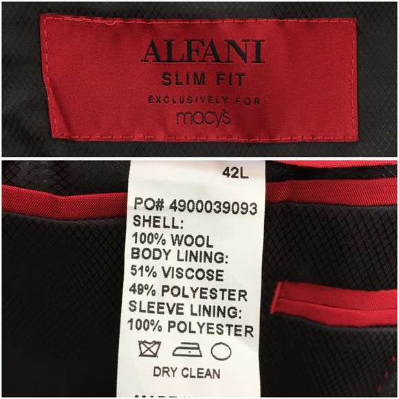 Alfani Mens Blazer Sport Coat Two Button Jacket Wool Size 42L Slim Casual Suits‎ - Picture 8 of 13